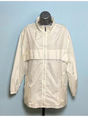 Outbrook Jacket Womens Plus 1X White Full Zip Lined Windbreaker Track Coat